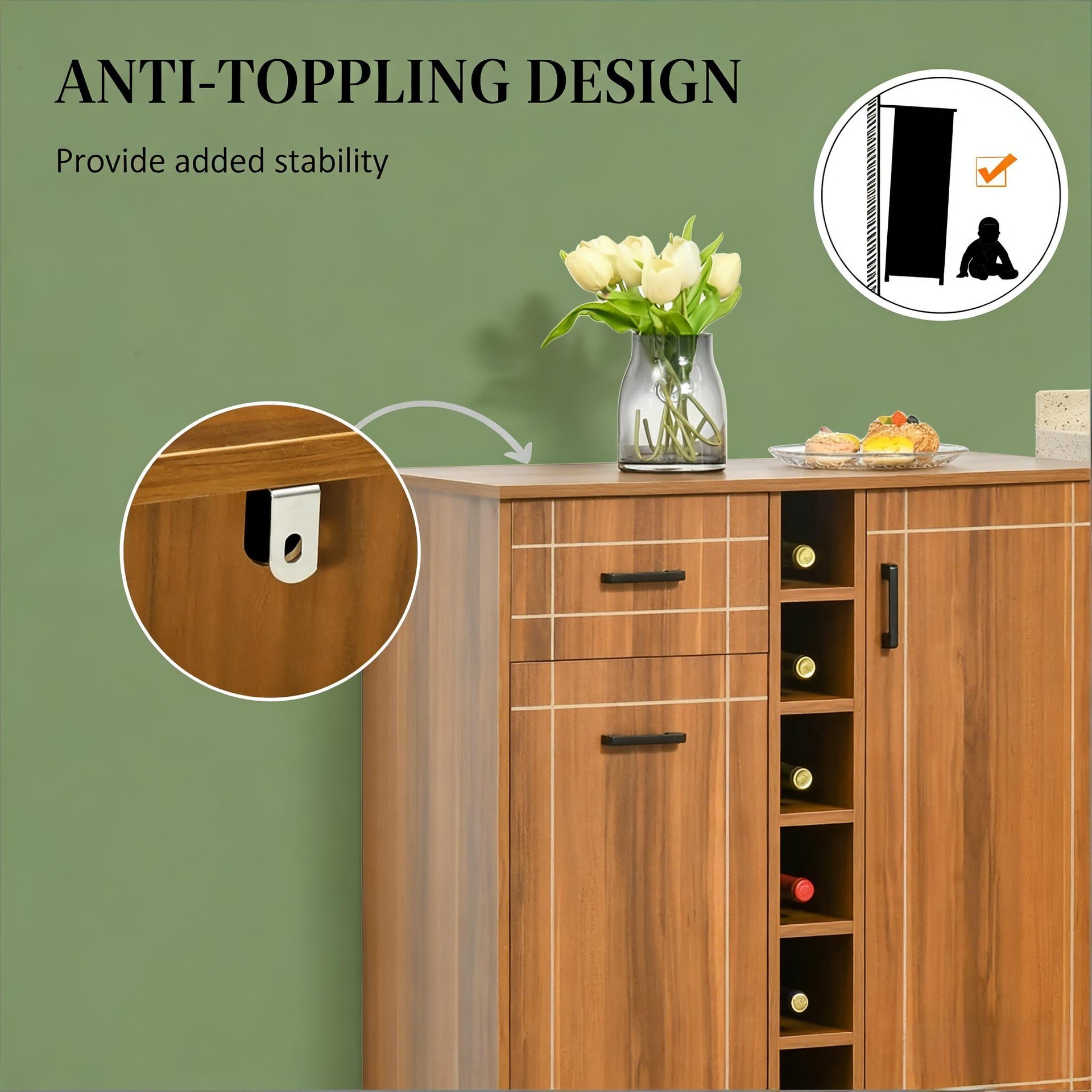 Storage Rack Sideboard Cabinet,Wine Cabinet,Retro Design Cabinet