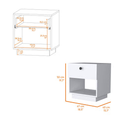 Myrtle 2 Drawers Nightstand, Bedside Table with Metal Handles