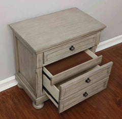 Transitional Style 1pc Nightstand Gray Finish  Hidden Drawers USB Port Bun Feet Gray Finish Bedroom Furniture