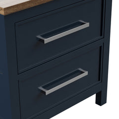 Modern Farmhouse Style 1pc Nightstand Two Tone Design English Dovetail Drawers Nickel Handles Recessed Panel Blue And Dark Brown Finish Bedroom Furniture