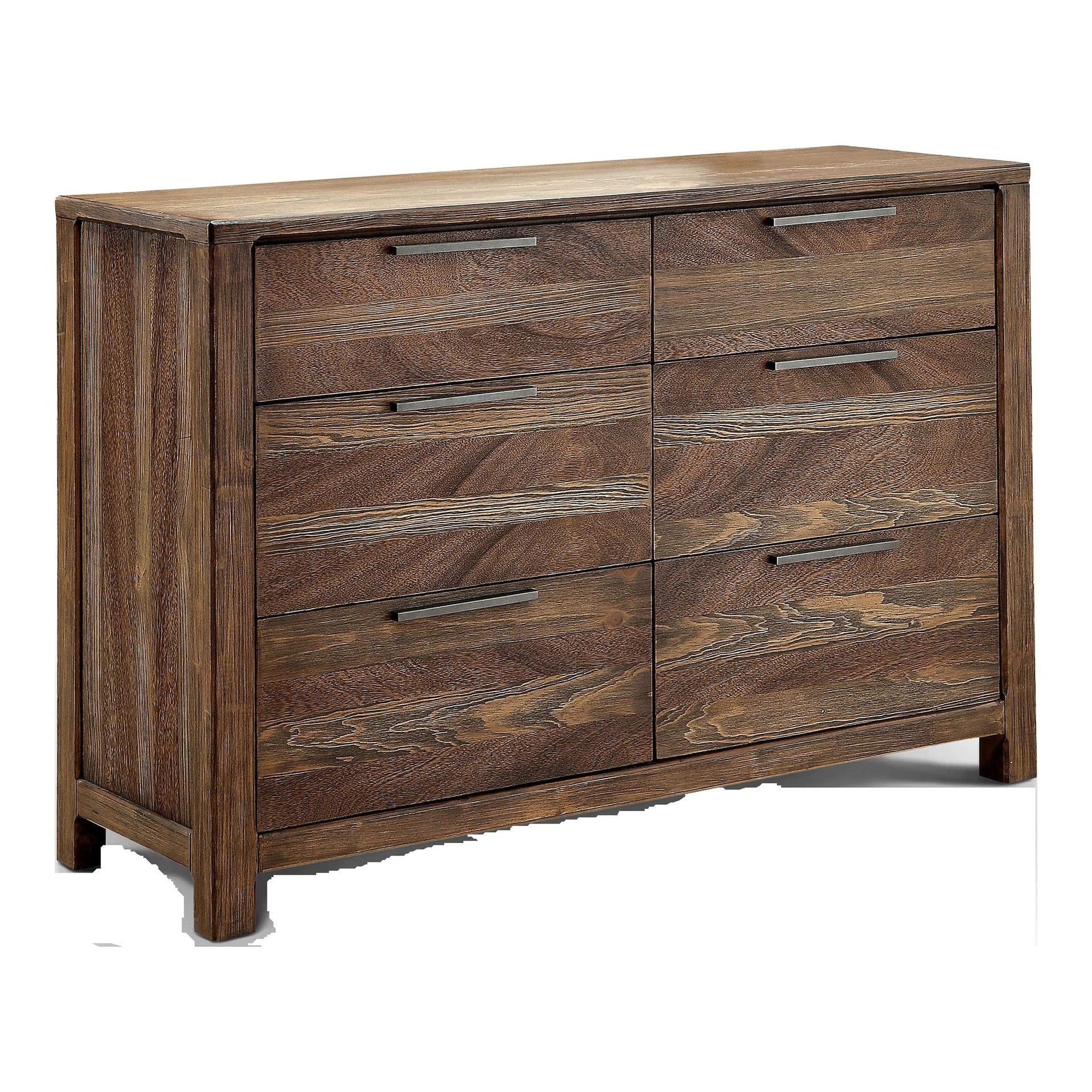 Contemporary 1pc Dresser Only Felt-Lined Top Drawers Black Bar Pull Rustic Natural Tone Bedroom Furniture