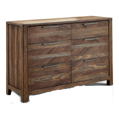 Contemporary 1pc Dresser Only Felt-Lined Top Drawers Black Bar Pull Rustic Natural Tone Bedroom Furniture