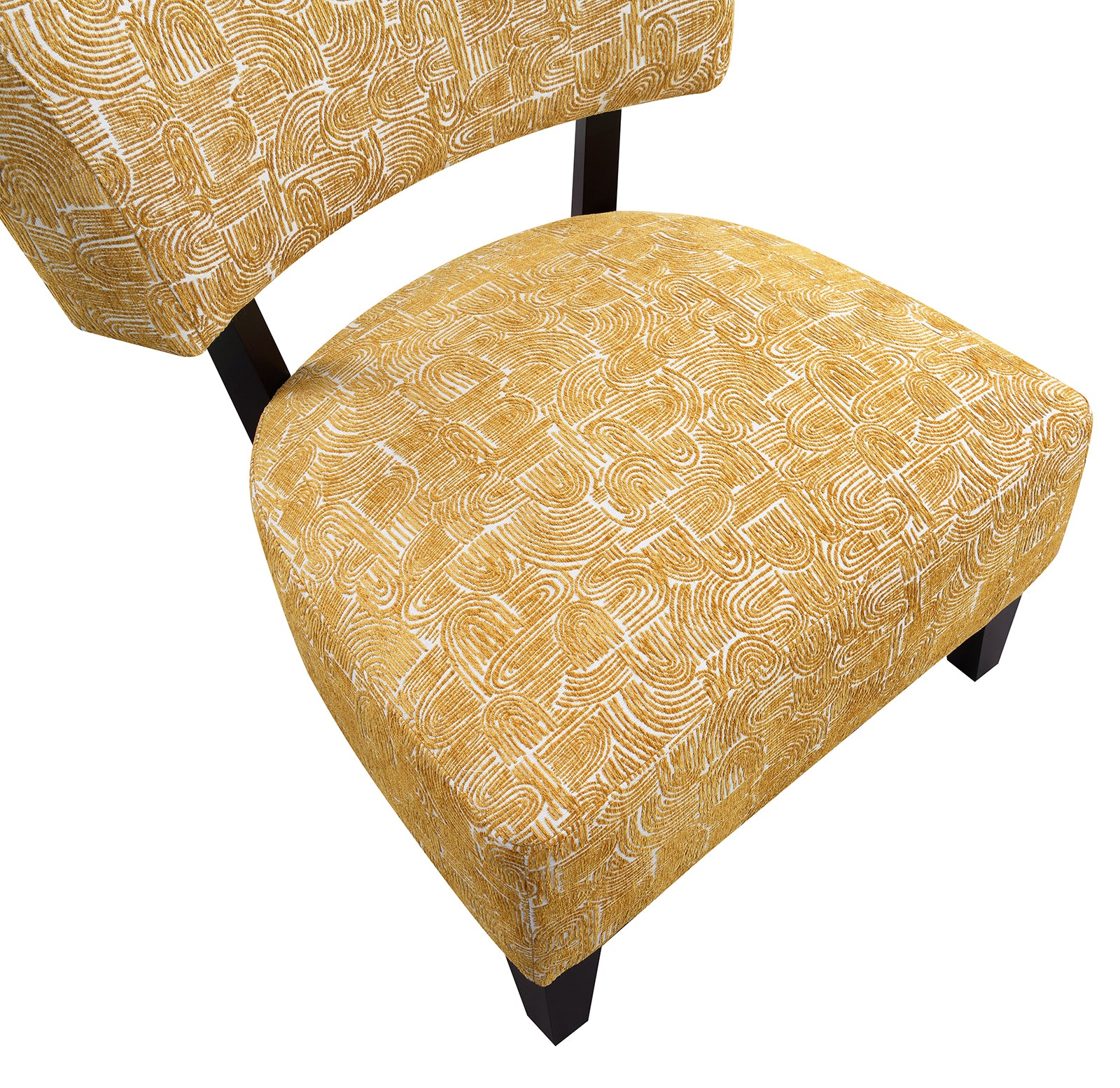 Contemporary Style 1pc Accent Chair Tapered Legs Armless Design Angled Back Yellow Finish Primary Living Room
