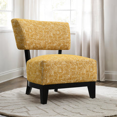 Contemporary Style 1pc Accent Chair Tapered Legs Armless Design Angled Back Yellow Finish Primary Living Room