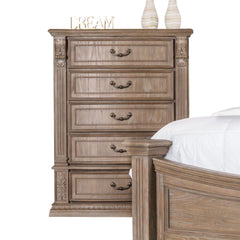 Transitional Style 1pc Chest Weather Oak Finish Dentil Molding Curved Detail Bedroom Furniture