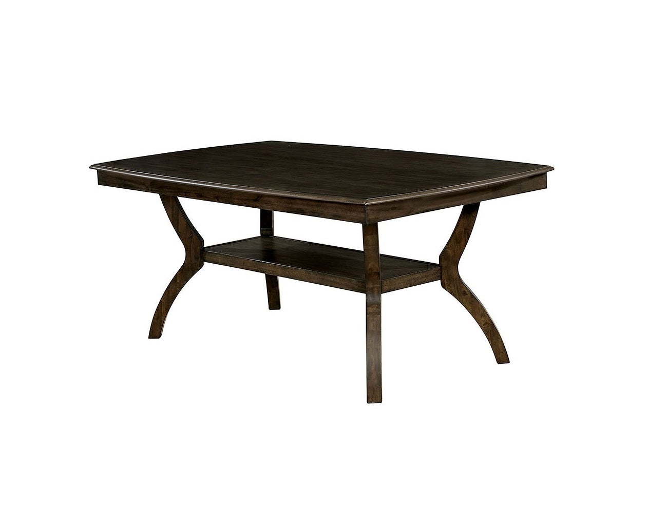 Modern Antique Walnut Dining Table w Open Lower Shelf 1pc Rectangle Table Kitchen Dining Room Furniture