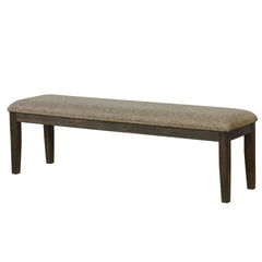 Transitional Modern Style Espresso Frame 1pc Bench Padded Seat Back Nailhead Trim Warm Gray Fabric