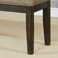 Transitional Modern Style Espresso Frame 1pc Bench Padded Seat Back Nailhead Trim Warm Gray Fabric