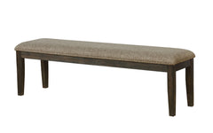 Transitional Modern Style Espresso Frame 1pc Bench Padded Seat Back Nailhead Trim Warm Gray Fabric