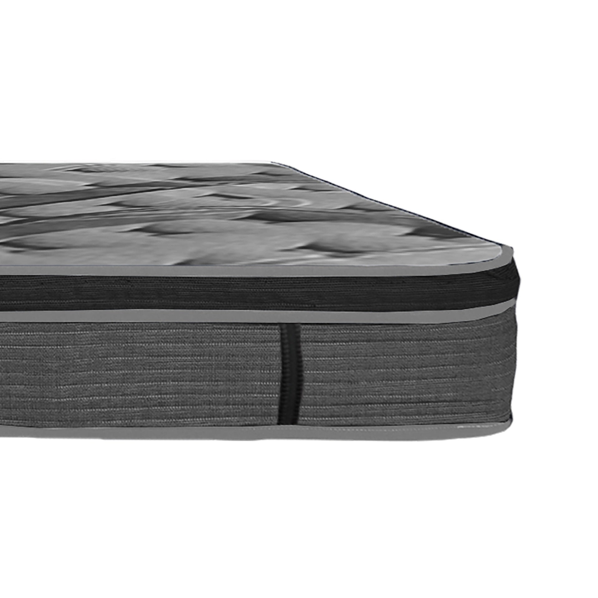 Premium 14in Full Size Memory Foam Mattress in a Box, Plush Euro Top Hybrid Pocket Coil Mattress, Gray