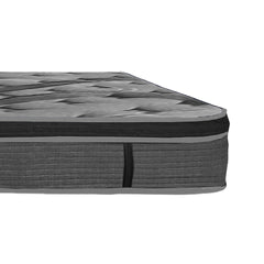 Premium 14in Full Size Memory Foam Mattress in a Box, Plush Euro Top Hybrid Pocket Coil Mattress, Gray