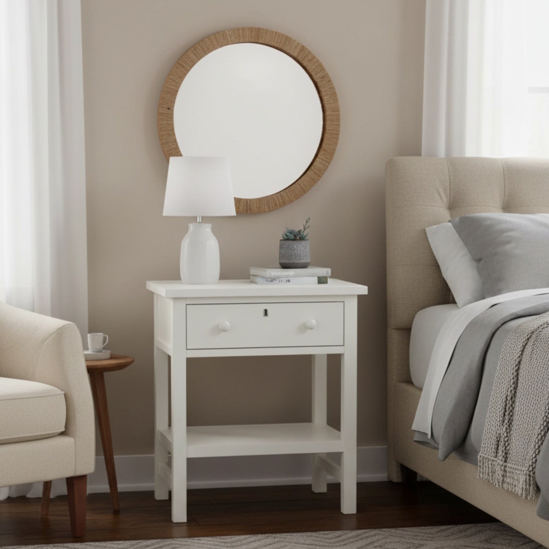 Finley 1-drawer Storage Nightstand - Antique White