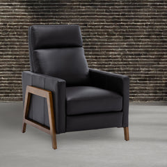 Richland Leather Push Back Recliner - Black
