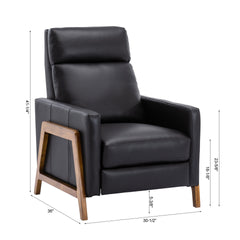 Richland Leather Push Back Recliner - Black