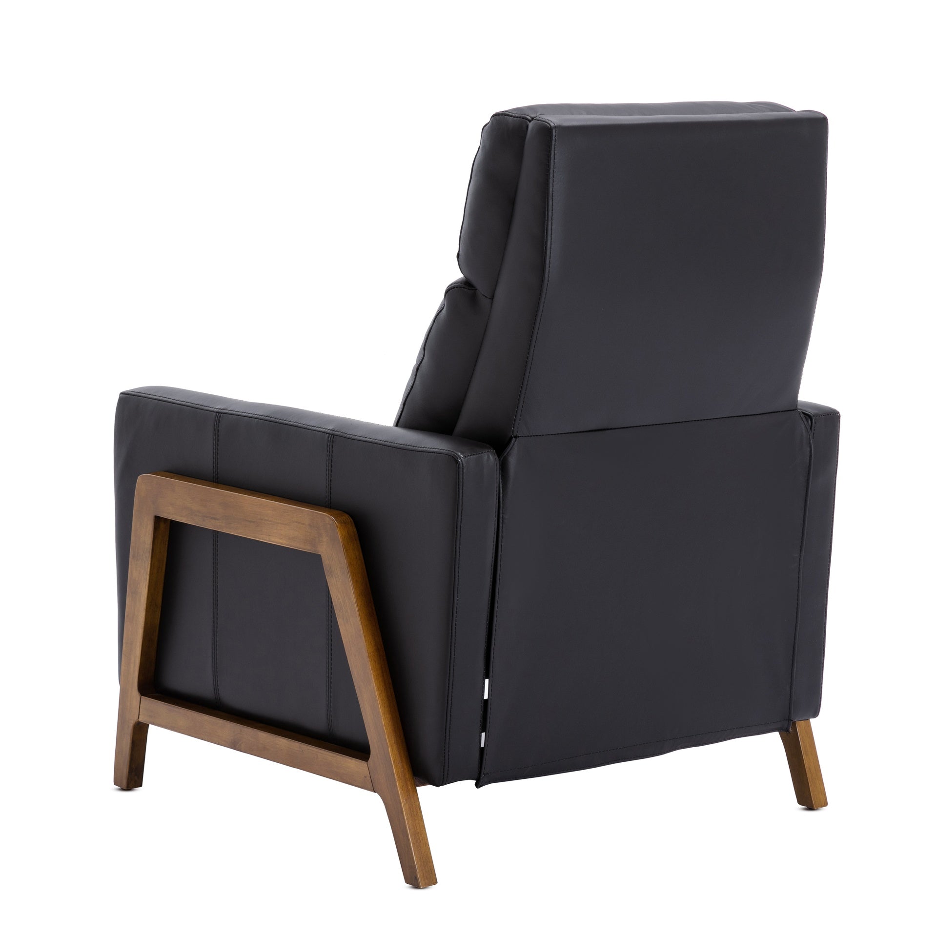 Richland Leather Push Back Recliner - Black
