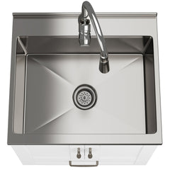 Reed - Deluxe 24" Laundry Cabinet with Pull-out Faucet and Stainless Steel Sink - White