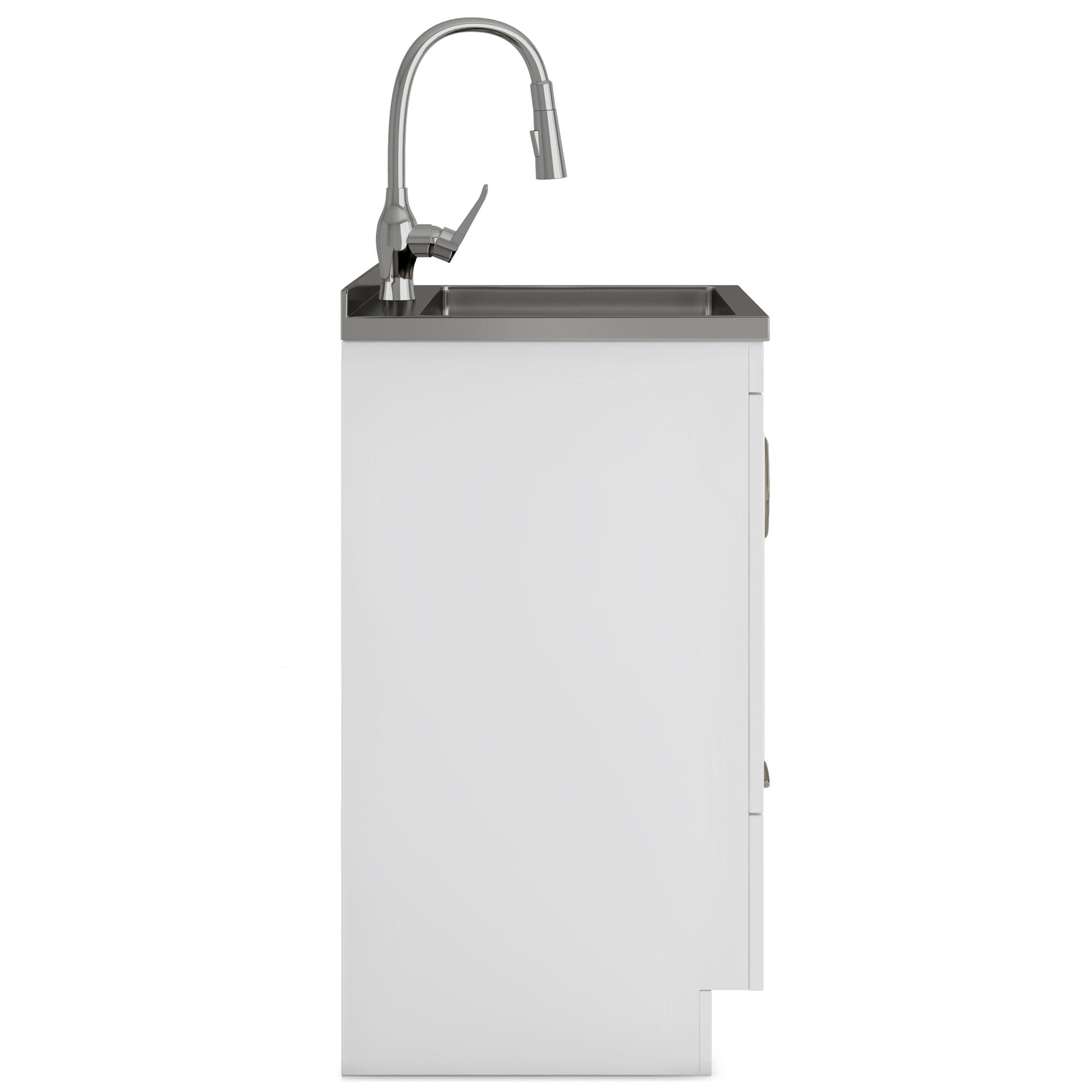 Reed - Deluxe 24" Laundry Cabinet with Pull-out Faucet and Stainless Steel Sink - White