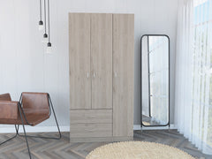 Eureka Three Door Armoire, Two Drawers, Rod
