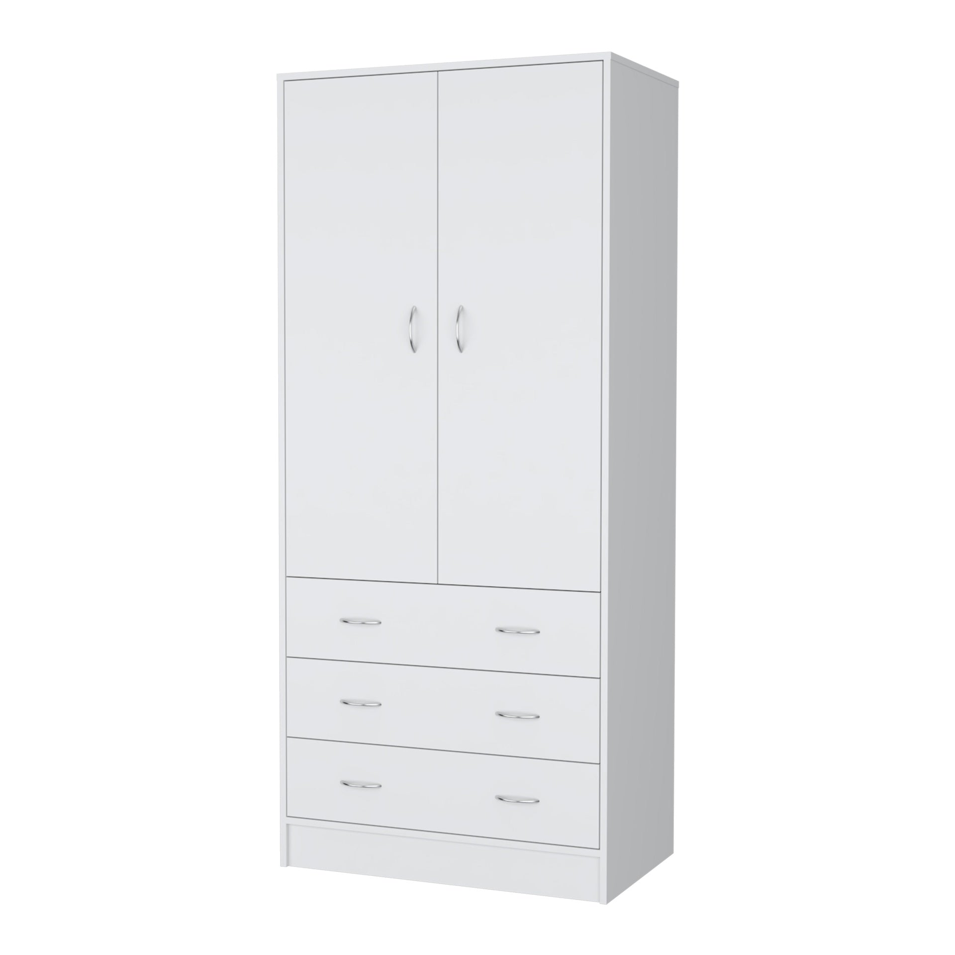 FM FURNITURE  Prescott Armoire, with 2 doors, 3 drawers and 1 hanging rod, White