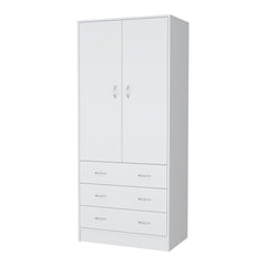 FM FURNITURE  Prescott Armoire, with 2 doors, 3 drawers and 1 hanging rod, White