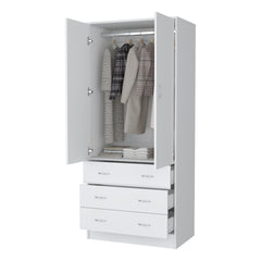 FM FURNITURE  Prescott Armoire, with 2 doors, 3 drawers and 1 hanging rod, White