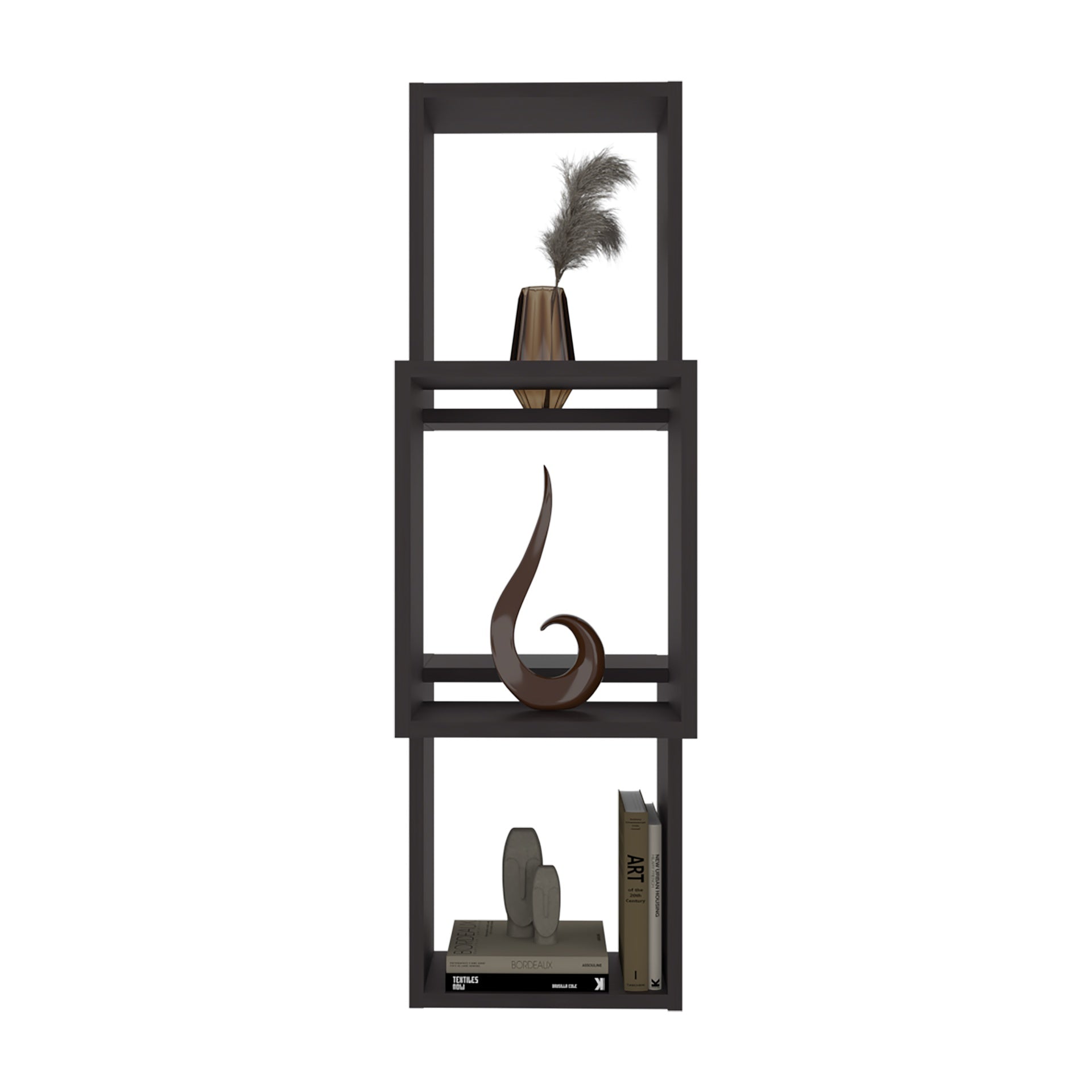 Stormi Wall-Mounted Geometric Shelf Unit, Wenge