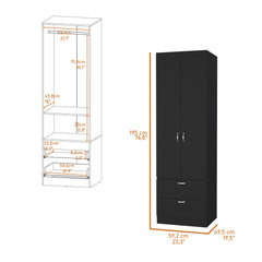 Tall Mayer Wardrobe in Melamine with Two Doors and Two Drawers