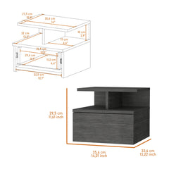 Augusta Floating Nightstand with 2-Tier Shelf and 1-Drawer