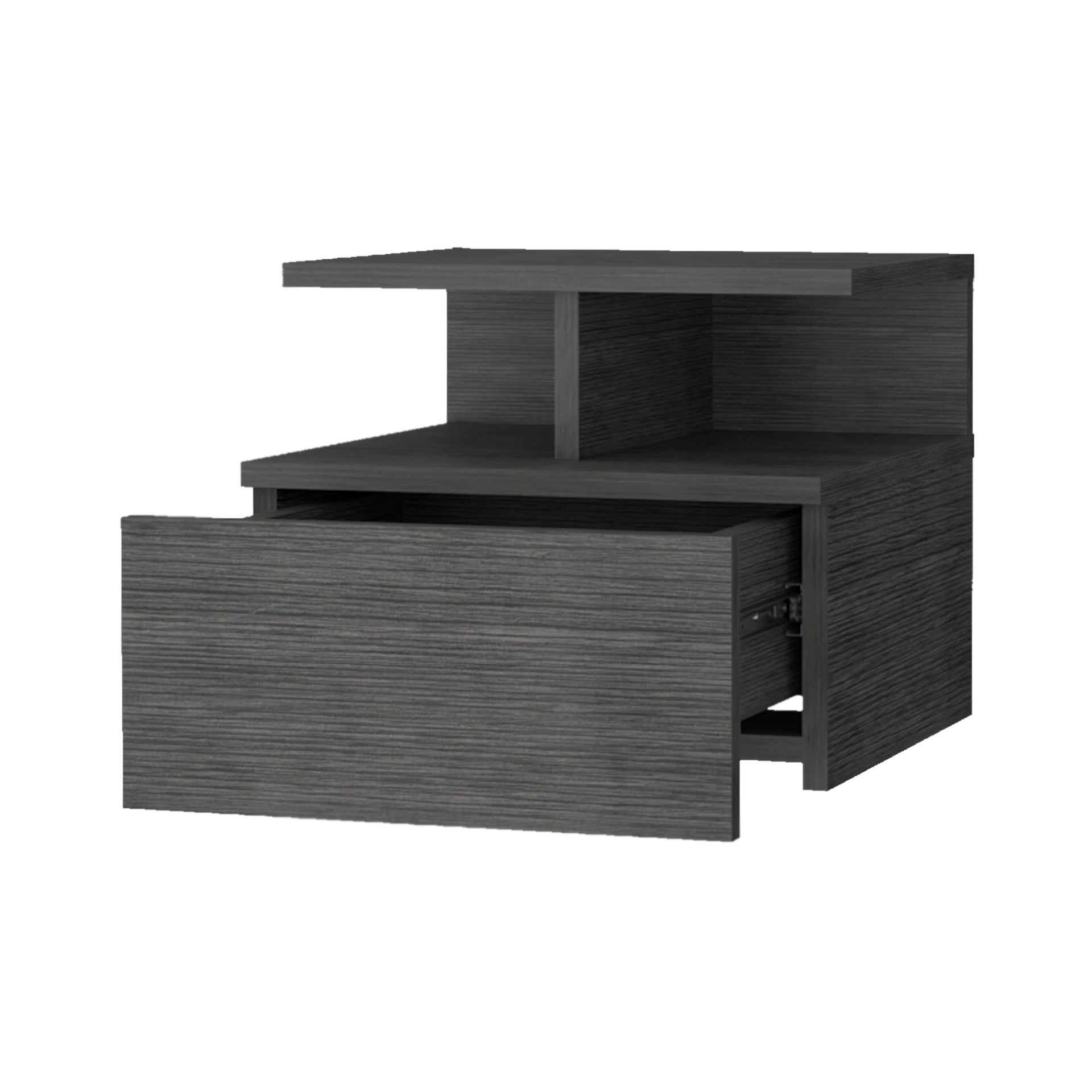Augusta Floating Nightstand with 2-Tier Shelf and 1-Drawer