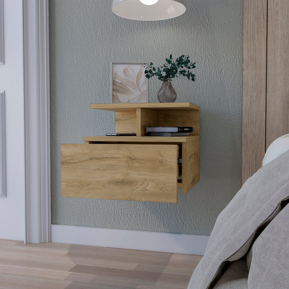 Augusta Floating Nightstand with 2-Tier Shelf and 1-Drawer
