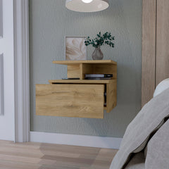 Augusta Floating Nightstand with 2-Tier Shelf and 1-Drawer