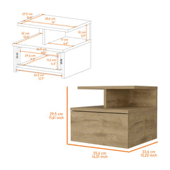 Augusta Floating Nightstand with 2-Tier Shelf and 1-Drawer