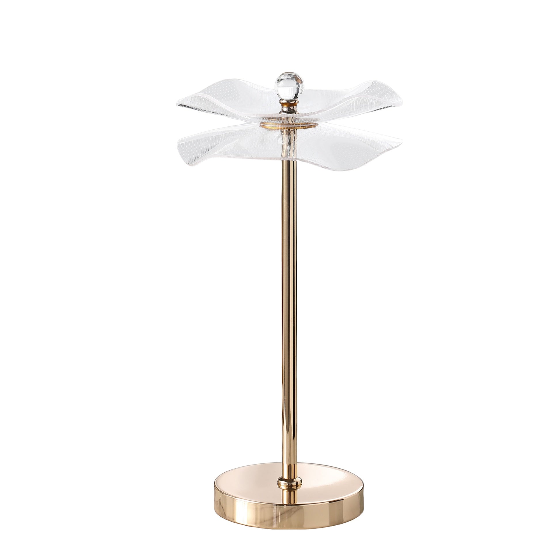 Led Acrylic Copper Gold Luminaire Table Lamp for Living Room, Nightstand Bedside Table Lamp for Bedroom, LED Lamp