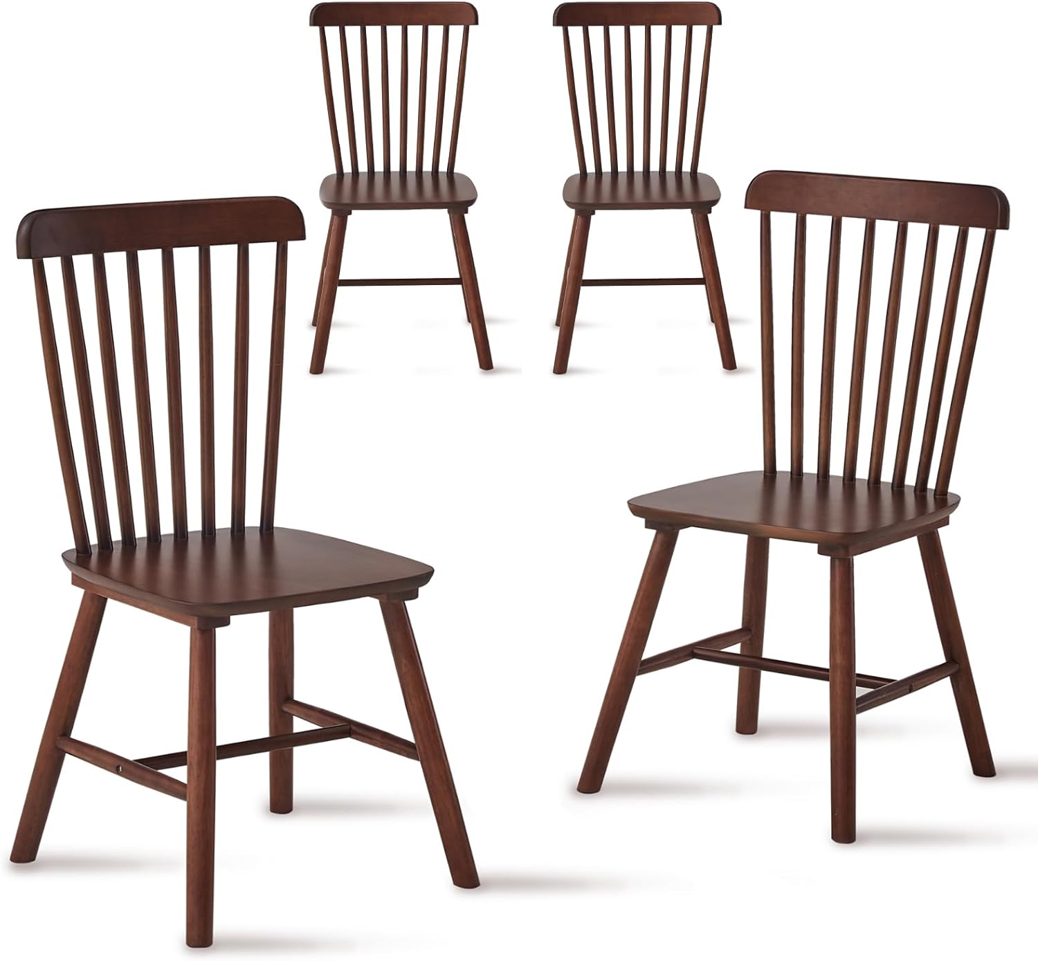 4 pieces of dining chair, Walnut, rubber wood material, dining chair, solid wood chair, solid wood dining table chair