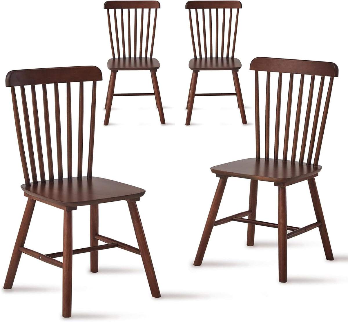 4 pieces of dining chair, Walnut, rubber wood material, dining chair, solid wood chair, solid wood dining table chair