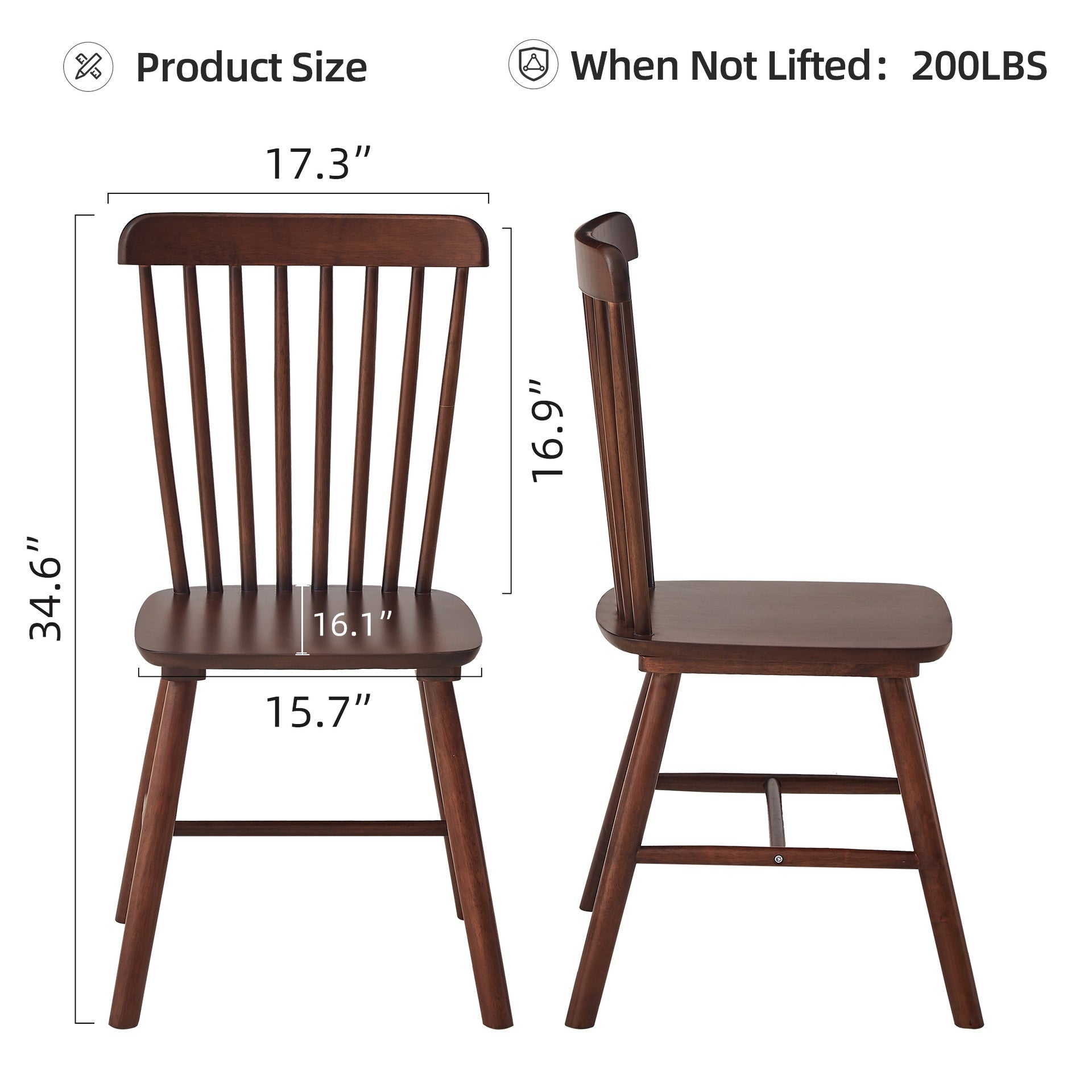 4 pieces of dining chair, Walnut, rubber wood material, dining chair, solid wood chair, solid wood dining table chair