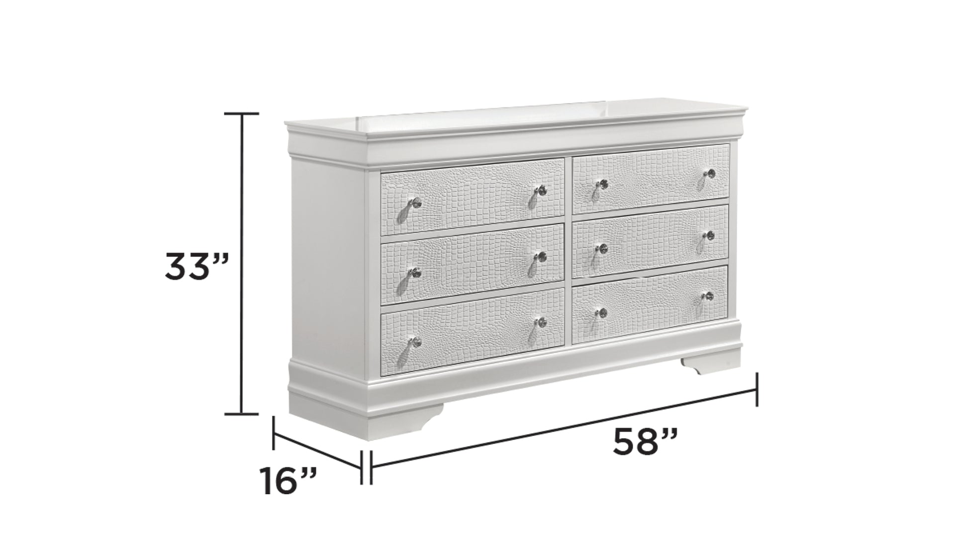 Blaze Modern Style 6- Drawer Dresser Made with Wood in White(Only Dresser) same as B009P286630 (CA inventory)