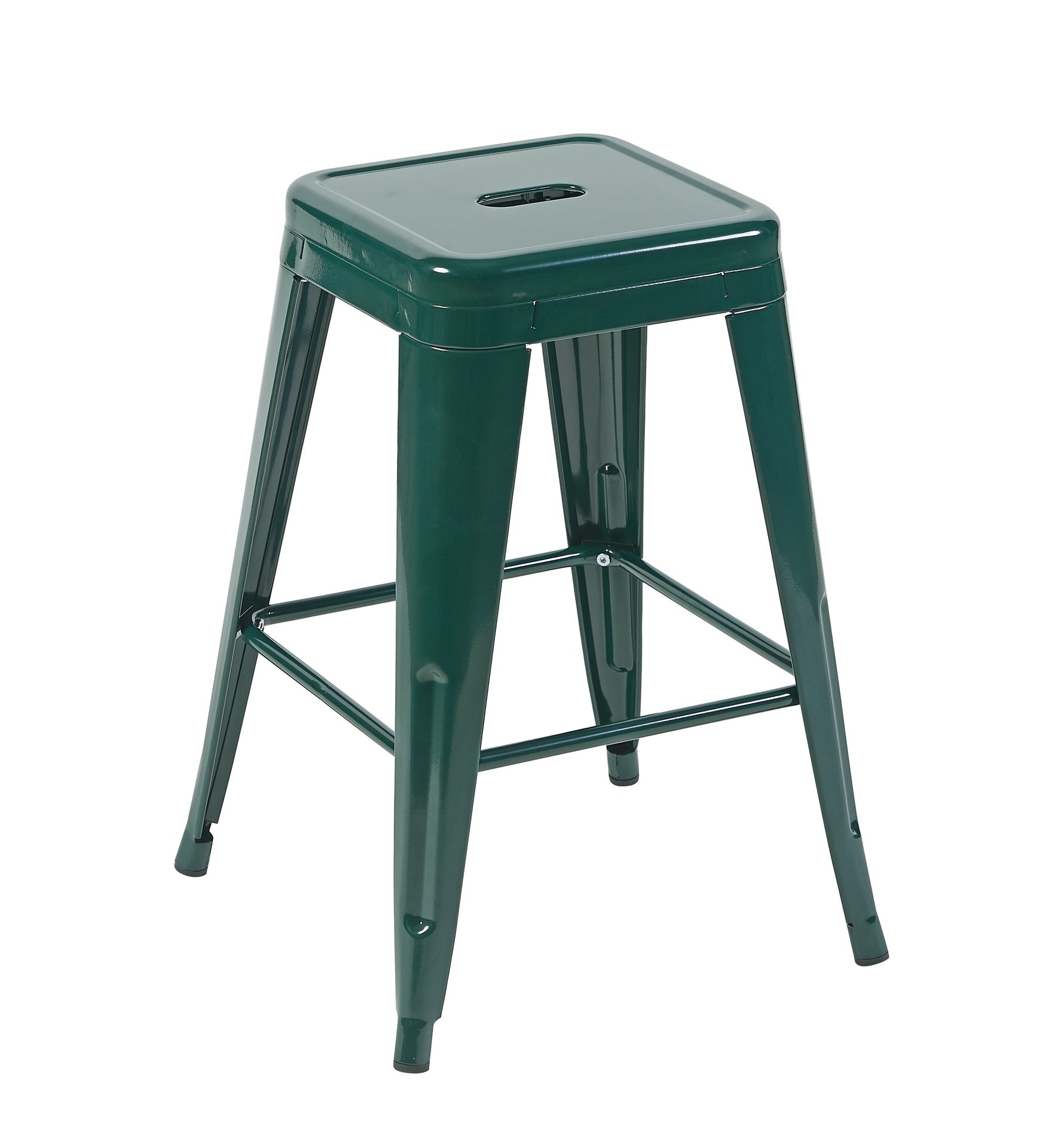 24 Inch Counter Height Stool, Backless Metal Bar Stools Set of 4, Non-Stackable, Detachable & Easy Assembly, Space-Saving Design for Kitchen Island/Bar/Café/Dining Room (Emerald Green)