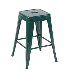 24 Inch Counter Height Stool, Backless Metal Bar Stools Set of 4, Non-Stackable, Detachable & Easy Assembly, Space-Saving Design for Kitchen Island/Bar/Café/Dining Room (Emerald Green)