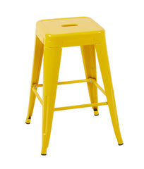 24 Inch Counter Height Stool, Backless Metal Bar Stools Set of 2, Non-Stackable, Detachable & Easy Assembly, Space-Saving Design for Kitchen Island/Bar/Café/Dining Room (Yellow)