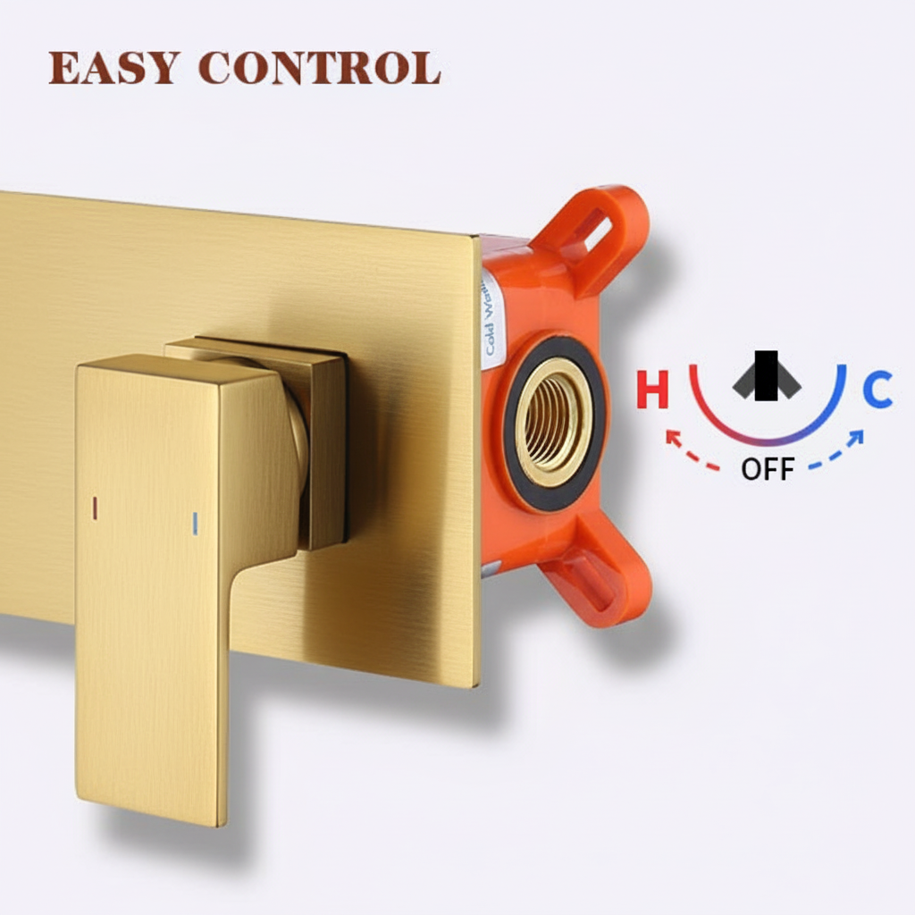 Wall Mount Faucet for Bathroom Sink or Bathtub, Single Handle2 Holes Brass Rough-in Valve Included, Brushed Gold