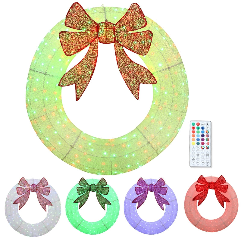 Lighted Wreath Decoration with Dual Color LED, 48 Inch Christmas Wreath with Daily Timer, Remote