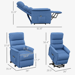 Electric Lift Recliner Chair with Remote Control,  Blue