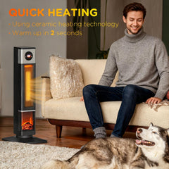 Black Freestanding Electric Heater,Remote Control & 12H Timer for Indoors
