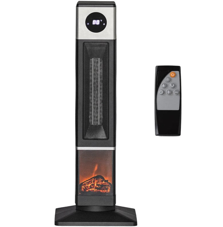 Black Freestanding Electric Heater,Remote Control & 12H Timer for Indoors
