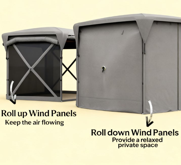 Adjustable Mesh Sidewalls Outdoor Tent,Pop Up Gazebo Screen Tent,with Removable Roof Cover, Roll-up Wind Panels