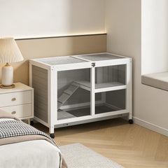 Bunny Cage with Wheels,Small Rabbit Hutch,Spacious Pet House