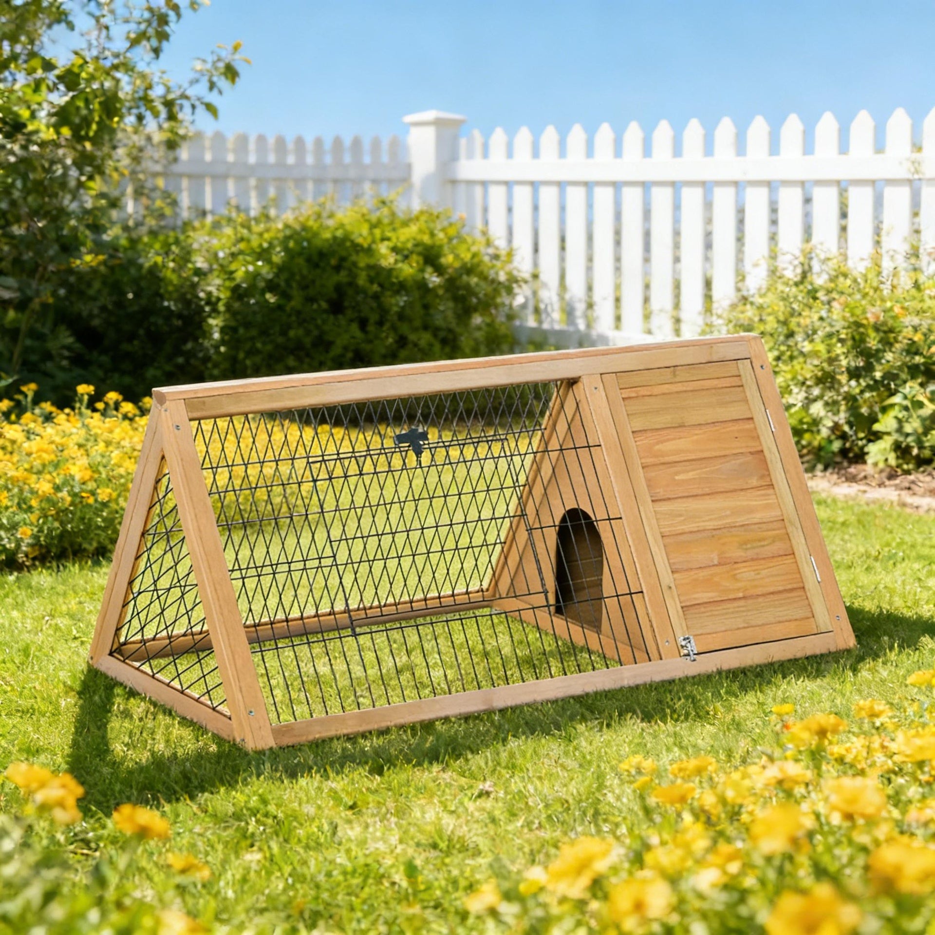 A-Frame Wooden Pet House,Small Animal Cage Rabbit Hutch