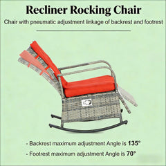 Outdoor Rocking Rattan Recliner,Red Rocker Chair