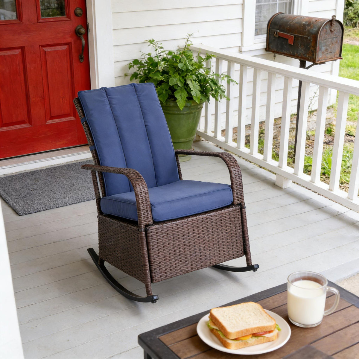 Soft Rocker Chair,Outdoor Rocking Rattan Recliner